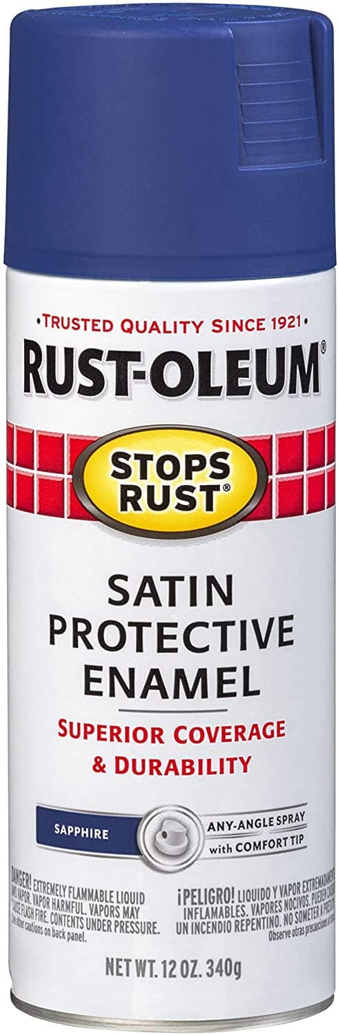 Rust-Oleum276270 Stops Rust Spray Paint, 12 Oz, Satin Sapphire