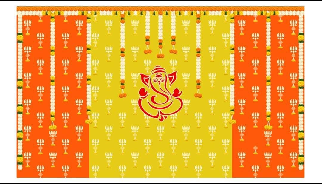 Ganesh Backdrop Decoration Cloth for Pooja Decoration