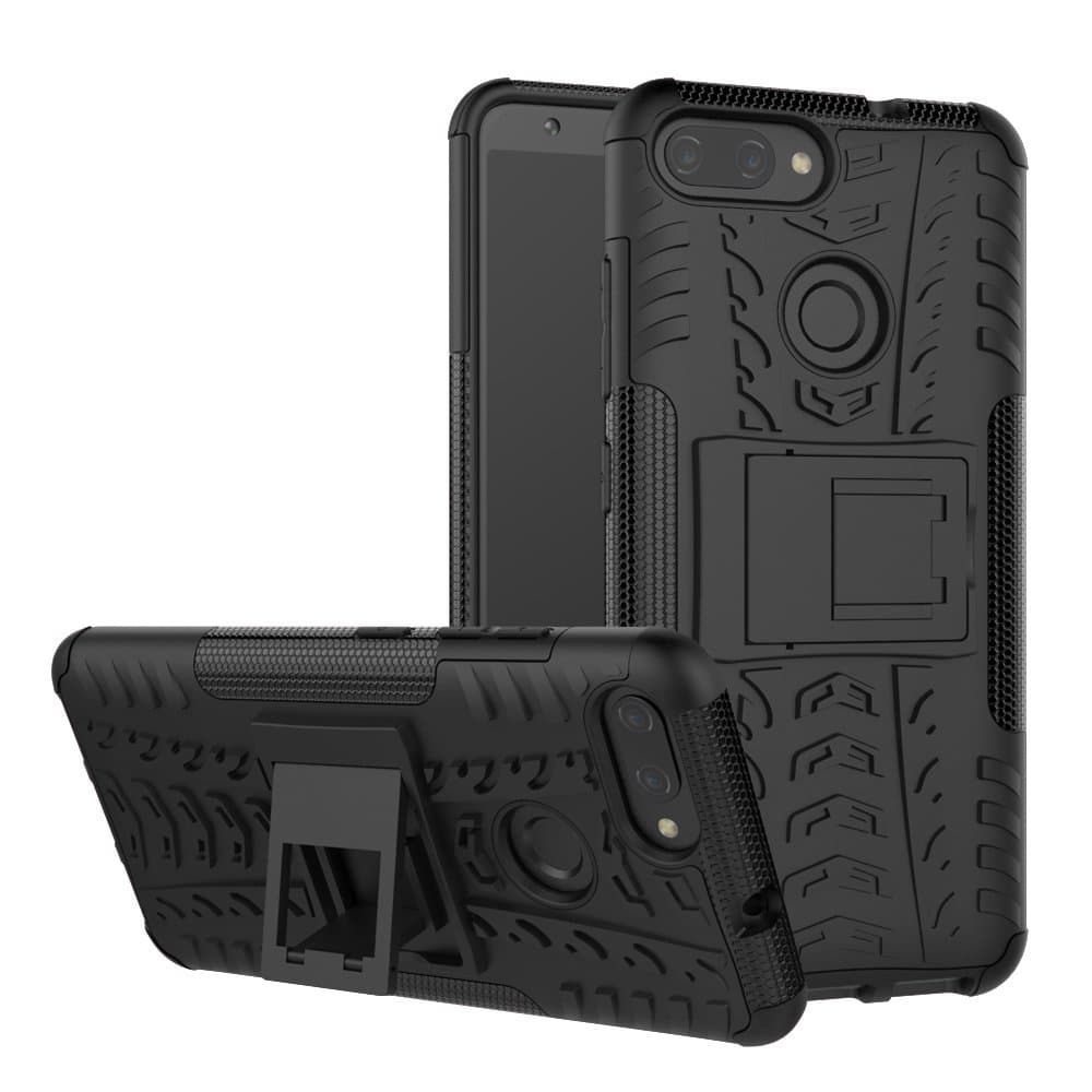 Mustaner Zenfone Max Plus Case M1(ZB570TL), Dual Layer Shock-Absorption Armor Cover Full-Body Protective Case with Kickstand for Asus Max Plus (M1) ZB570TL (Black)
