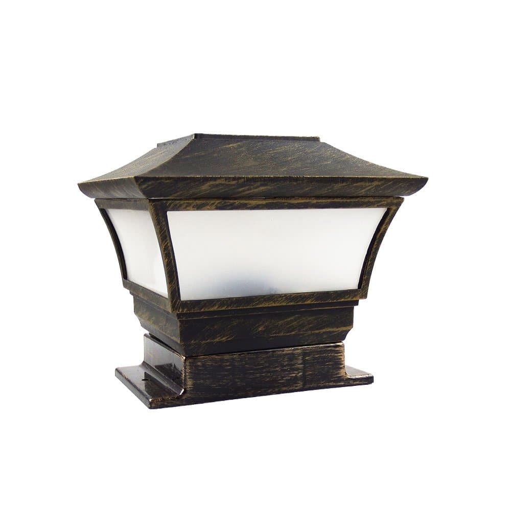 CHEEKON 4 X 4, 5 X 5, 5.5 X 5.5 or 6 X 6 Solar Post Cap Lights, Metal and Plastic, Bronze, Wood Post Fence Post Cap Outdoor Garden Yard Deck Street Top Wall (3.5 x 3.5)