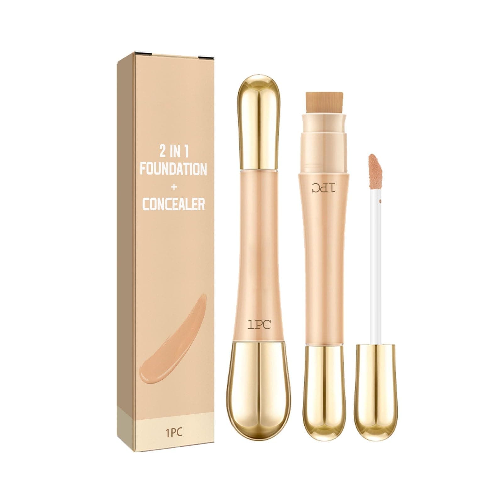 Double Head Concealer - Liquid Concealer With Brush for Conceals Dark Circles - Hydrates, Highlights, All-Day Wear, Durable Covers Concealer, 2 In 1 Foundation Face Makeup