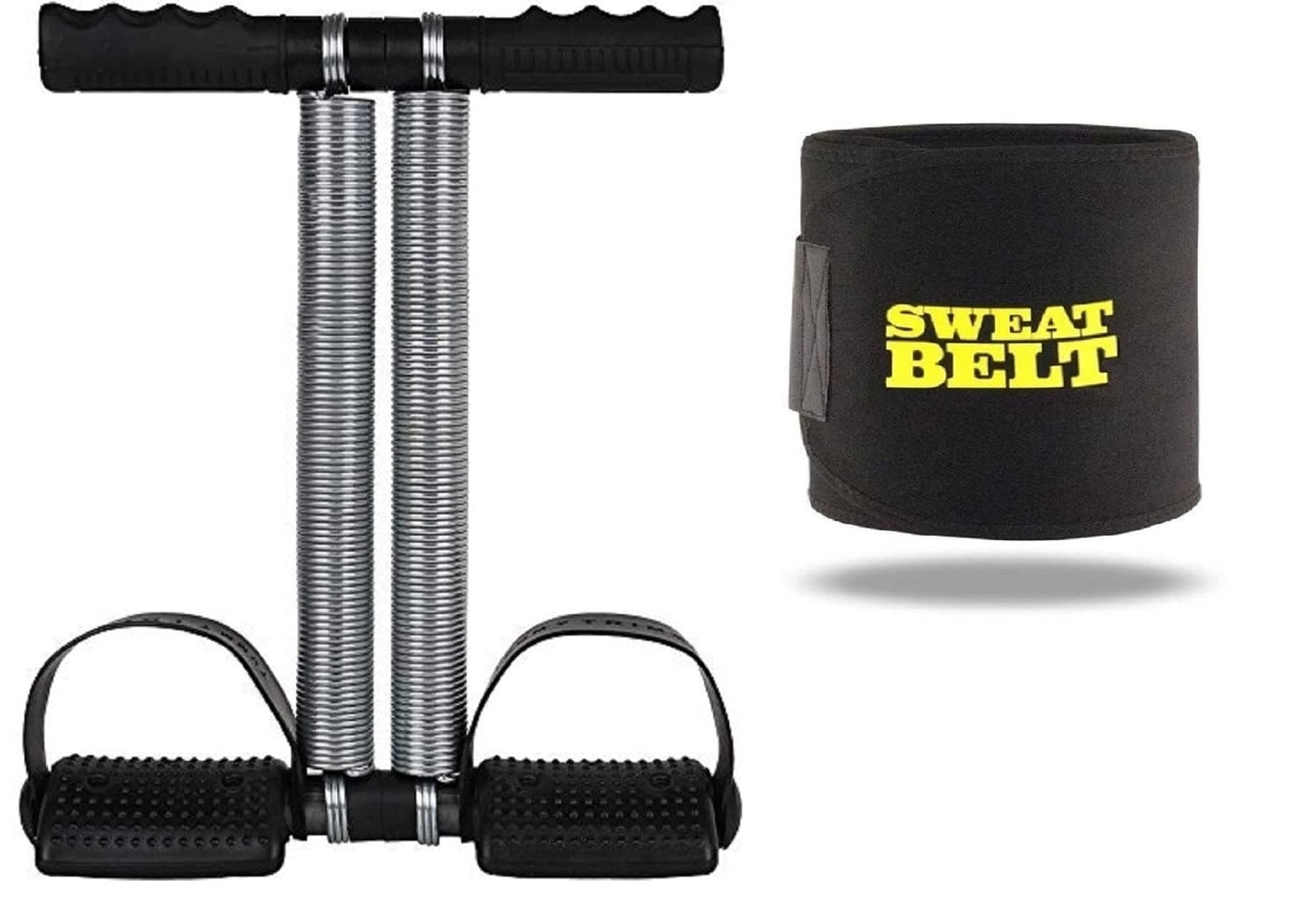 Effingo Double Spring Tummy Trimmer with Sweat Slimming Belt/Compact Waist Trimmer Abdominal Exerciser for Core & Strength Workout at Home & Gym ( Multicolor )