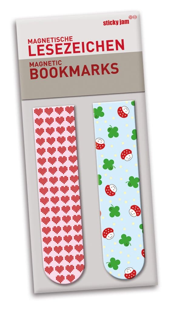 Sticky Jam Magnetic Bookmarks Pack of 2 Hearts / Toadstools