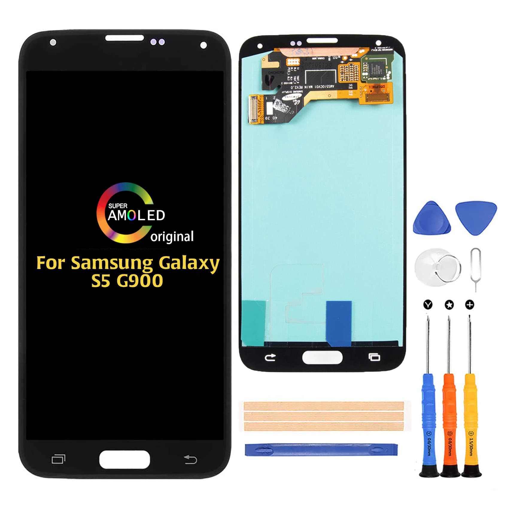 A-MIND For Samsung Galaxy S5 G900 LCD Display Screen Replacement（Not Original）G900M/V/A/T/FD Touch Digitalizer & LCD Repair Parts Kit,with Screen Protector+Tools(Black)