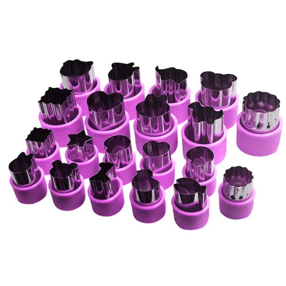 Aoktech 20 PCS Vegetable Cutters Cookie Cutters Shapes Set Kid Food Mold Mini Cute Sandwich Cookie Mould and Biscuit Cutter (Purple)