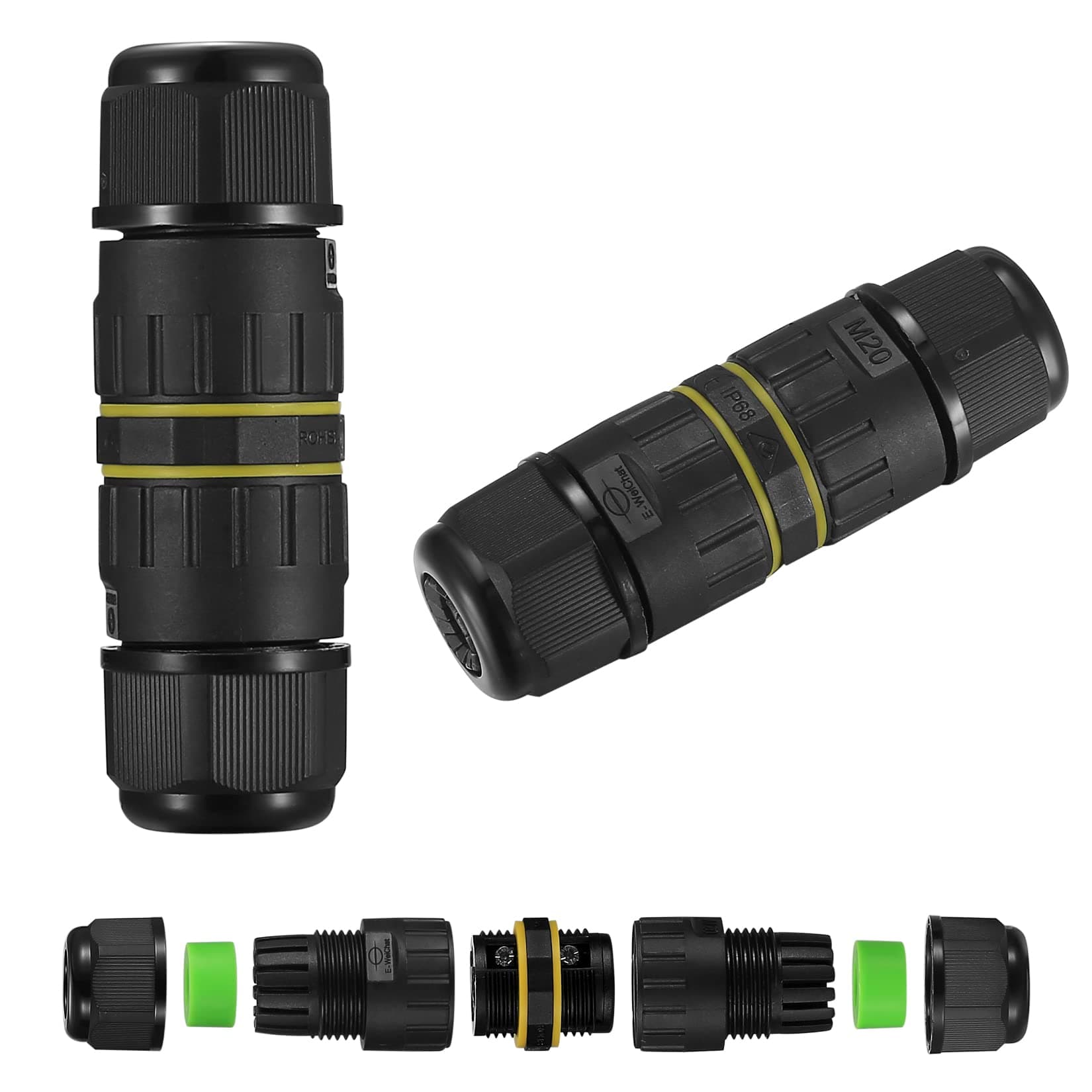 IP68 Waterproof Junction Box, 2 Pcs Outdoor Electrical Junction Box, Electrical Cable Connectors, Electric Sleeve Coupler Wire Connectors for Ø5mm-9mm Cable