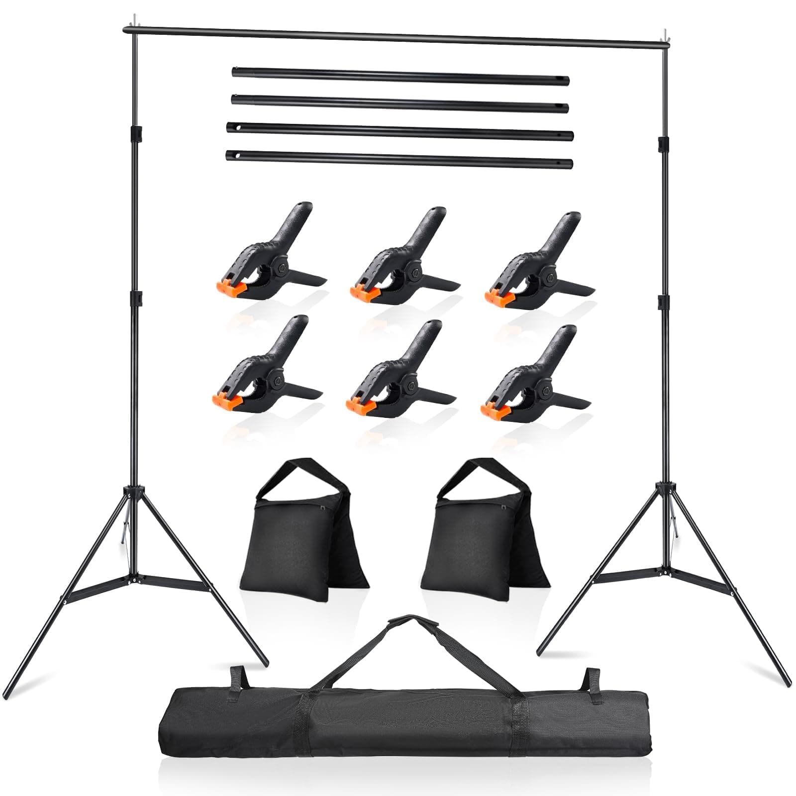 Photo Video Studio 10x7Ft (WxH) Adjustable Background Stand Backdrop Support System Kit with Carry Bag