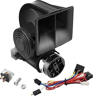 Train Horn Air Horn for Truck, 12V 150db Super Loud Snail Car Horn Kit Electric Train Horn for Car with Compressor, Air Horn for Any 12V Vehicles Cars Jeeps Trucks Motorcycles (Black)