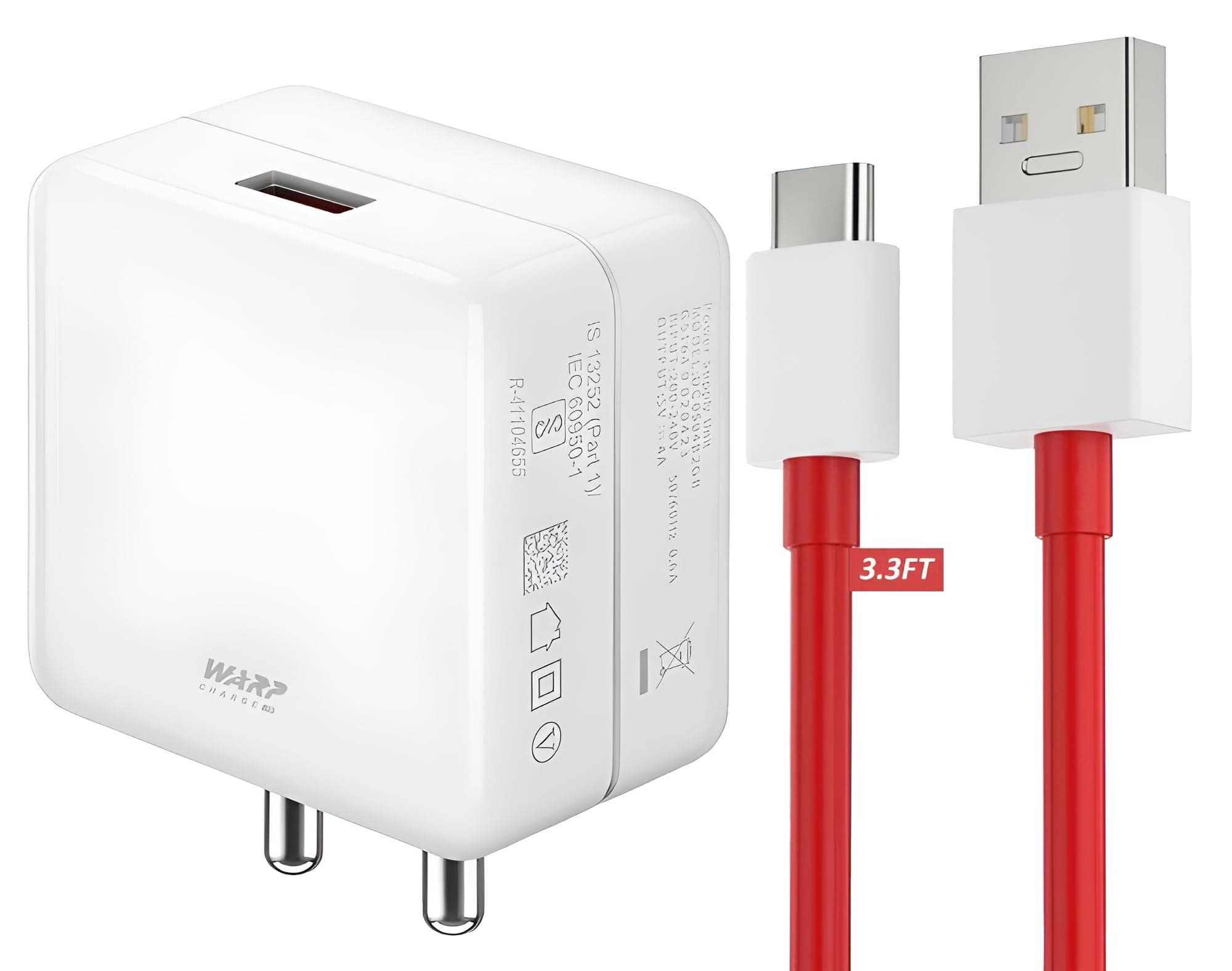 65W Supervooc USB to Type C Fast Charger with Data Cable Dash/Warp Compatible with Oneplus 12/12R/11/11R/10 Pro/10R/10T/9 Pro/9RT/9R/8 Pro/8T/7 and Nord 1/2/3/Ce Lite 5G/Ce2/Ce3 Series 65 Watt, White