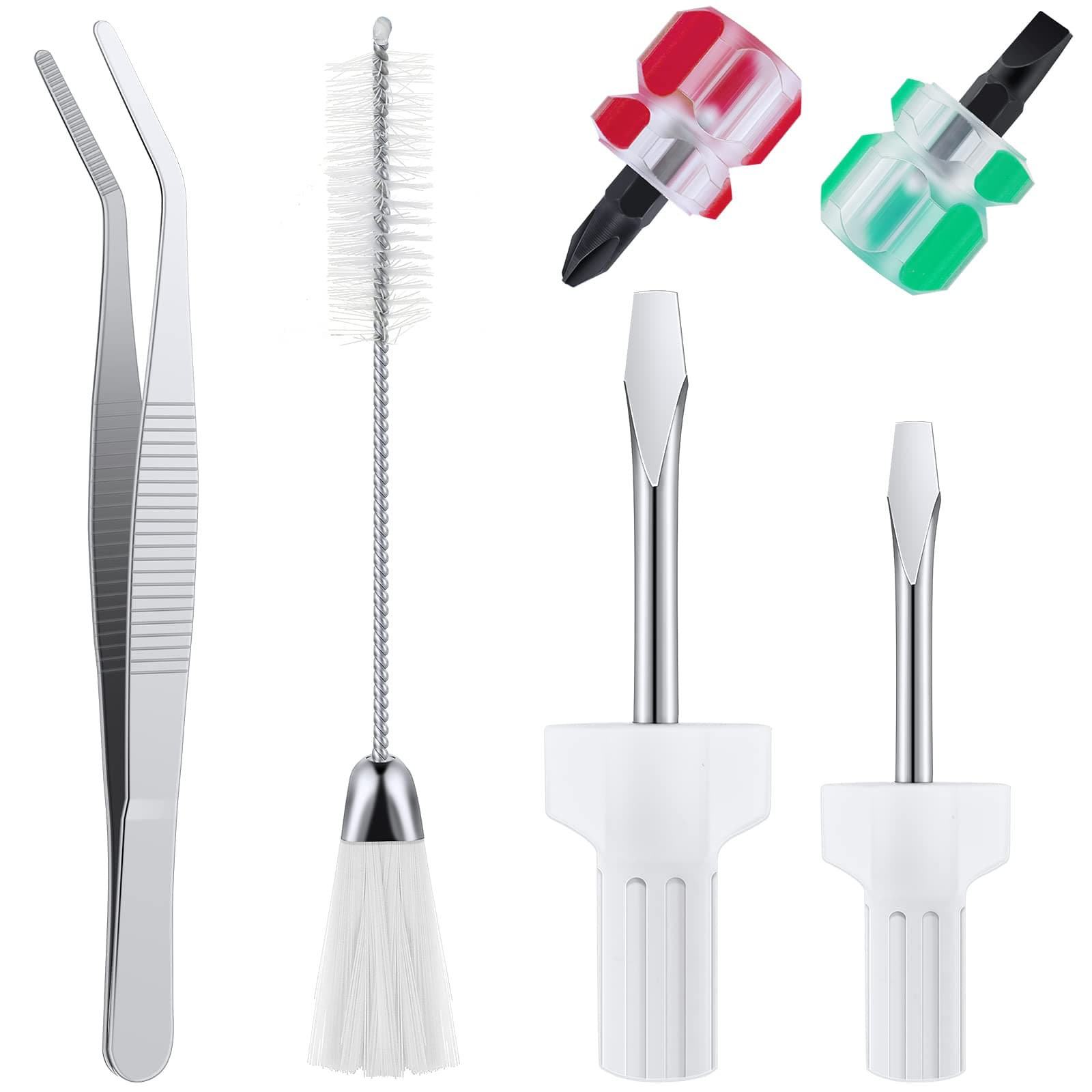 6 Pieces Sewing Machine Cleaning Kit Repair Machine Sewing Tools Includes Tweezers Double Headed Lint Brush 4 Pieces Short Screwdriver, Repair Tool Kit for Repair Machine Sewing Tools