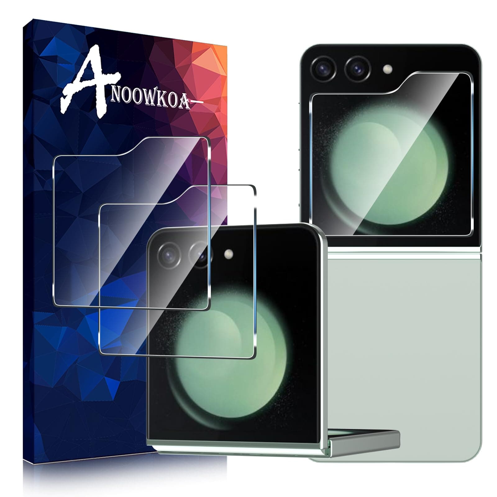 Anoowkoa[2 Pack Premium Screen Protector for Samsung Galaxy Z Flip 7 FE/Flip 6 Tempered Glass Film Guard Cover-Genuine Glass-One-Push Super Easy InstallationClimatePartner certified