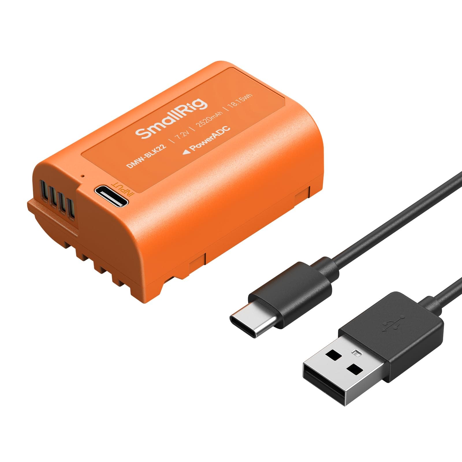 SMALLRIG for DMW-BLK22 Battery 2520mAh USB-C Replacement for Panasonic LUMIX GH5 / S5, 2.5H Full Charged Battery for Panasonic LUMIX GH5 II, S5 II, GH7, GH6, S9, S9 II, S5 IIX, Orange - 4979