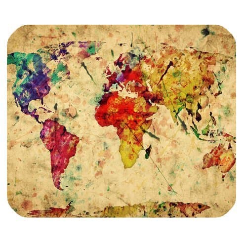 Vintage World Map Design Customized Rectangular Mouse Pad Non-Slip Rubber Mousepad 9.84 *7.87 Inches