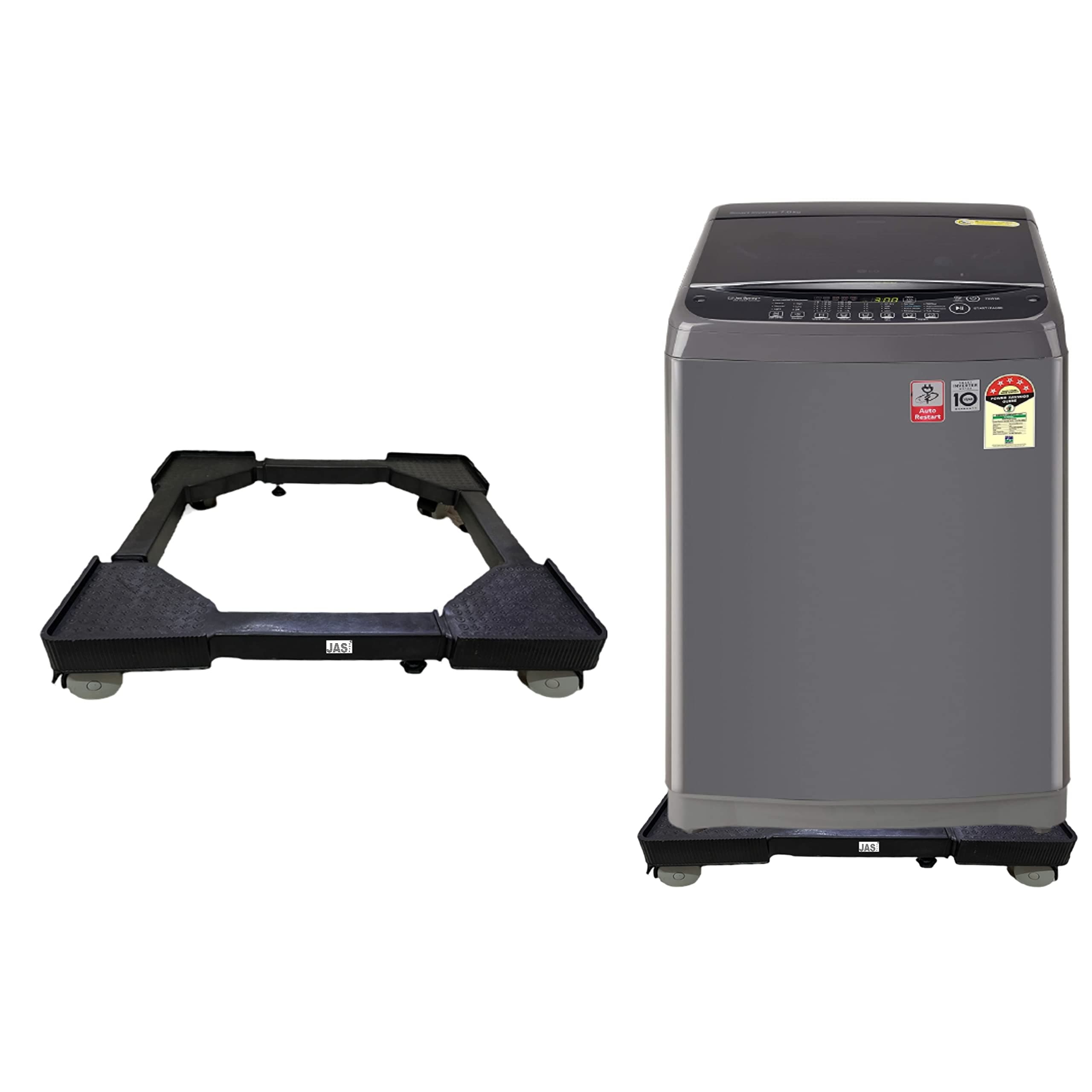 JASDONE ® Heavy Duty Adjustable Top Load Washing Machine Stand Trolley Compatible for LG 6kg, 6.5kg, 7kg, 7.5kg, 8kg,9kg, 10kg Water Proof (Suitable for TOPLOAD Washing Machine only)