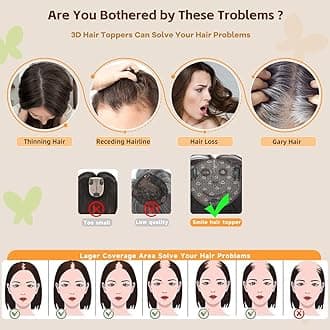 Mekylio Hair Toppers for Women with Thining Hair Pieces for Women 360° 3D Smiling Style Leads Fashion (Brownish Black)