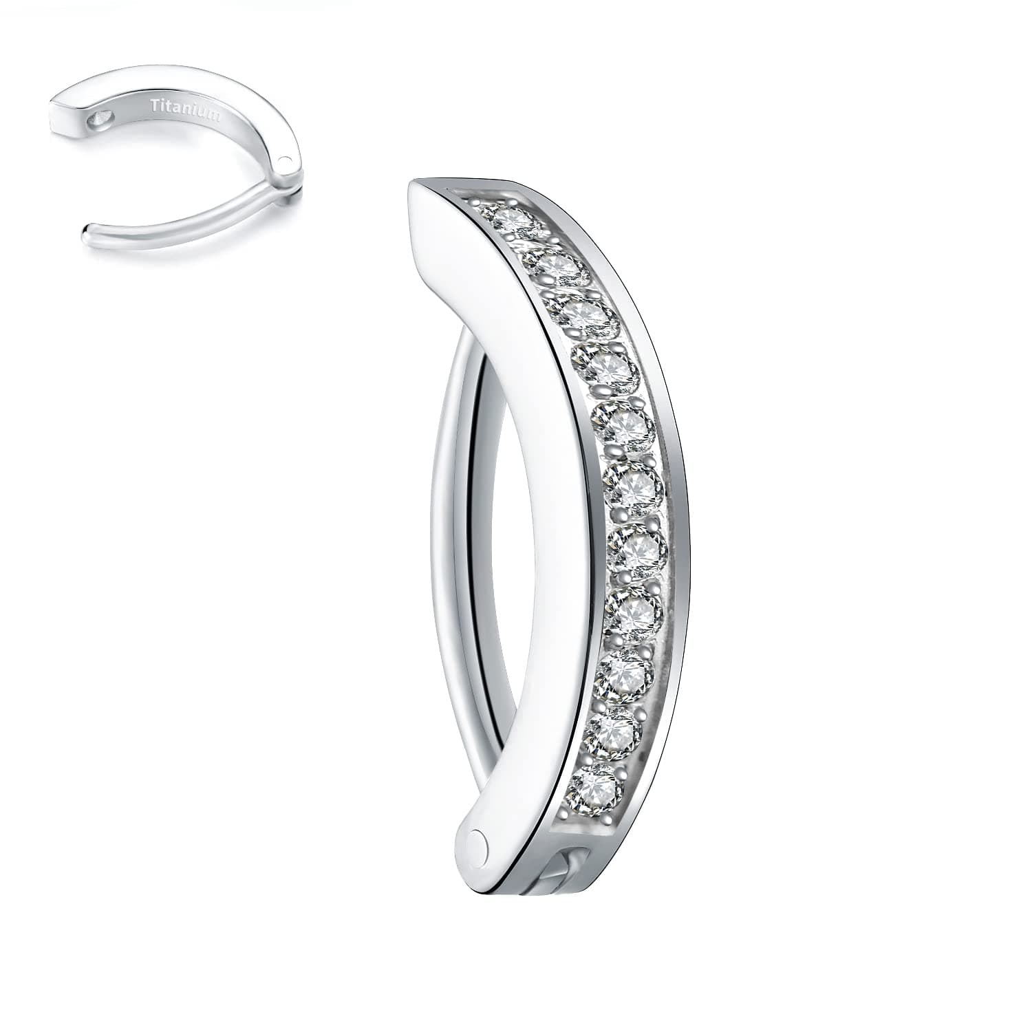 14G G23 Titanium Clicker Belly Button Ring,10/12mm Reverse Curved Hoop Navel Barbell Piercing Jewelry