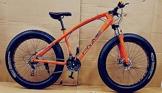 Unisex Mountain Bike | 21-Speed Gear with Double Disc Brakes, Fat Magnesium Tires, Carbon Steel Frame | 26-Inch White, Dual Suspension | Orange