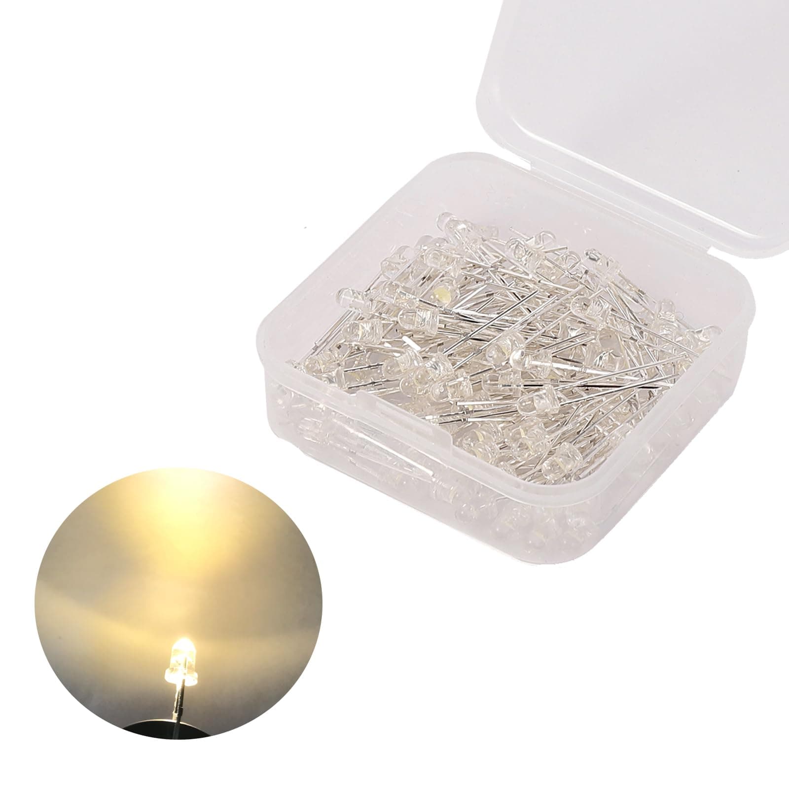 3mm Led Diode Lights, 120Pcs 3mm Warm White Led Emitting Assorted, Round Diode Light Assorted Color (Warm White 120Pcs)