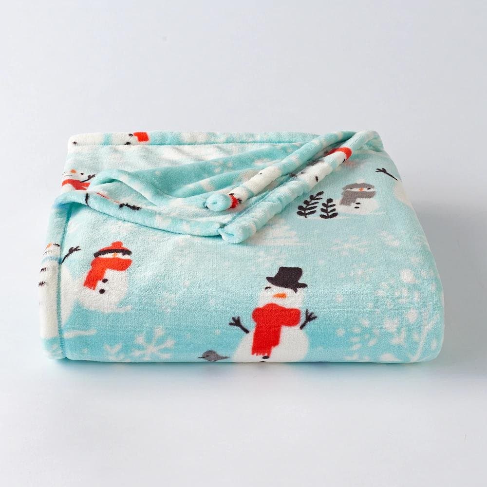 The Big One Oversized Plush Throw (Snowman V3) - 5ft x 6ft Super Soft and Cozy Micro-Fleece Blanket for Couch or Bedroom