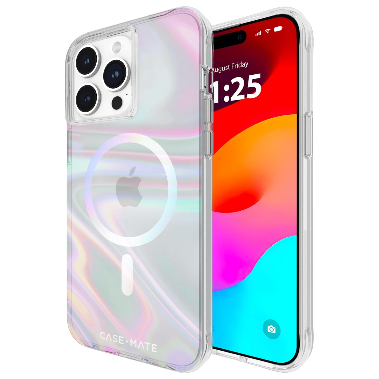 Case-Mate Soap Bubble iPhone 15 Pro Max Case for Women - Compatible with MagSafe - 12ft Drop Protection - 6.7" Magnetic Case for iPhone 15 Pro Max - Shockproof, Anti-Scratch Phone Cover - Iridescent