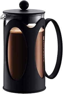 Bodum Kenya French Press – 300ml / 3 Cups Coffee Maker – Heat-Resistant Borosilicate Glass & Stainless Steel – Dishwasher Safe Cafetiere – Made in Portugal