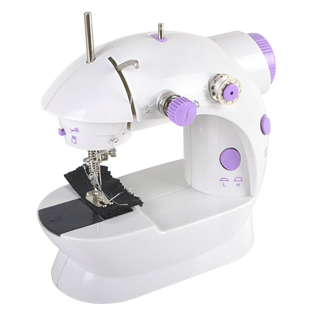 2 Speed Led Electric/Mains Battery Powered Portable Handheld Mini Stitch Sewing Machine + 4 x Bobbins + Foot Pedal + Power Adapter (UK Plug)