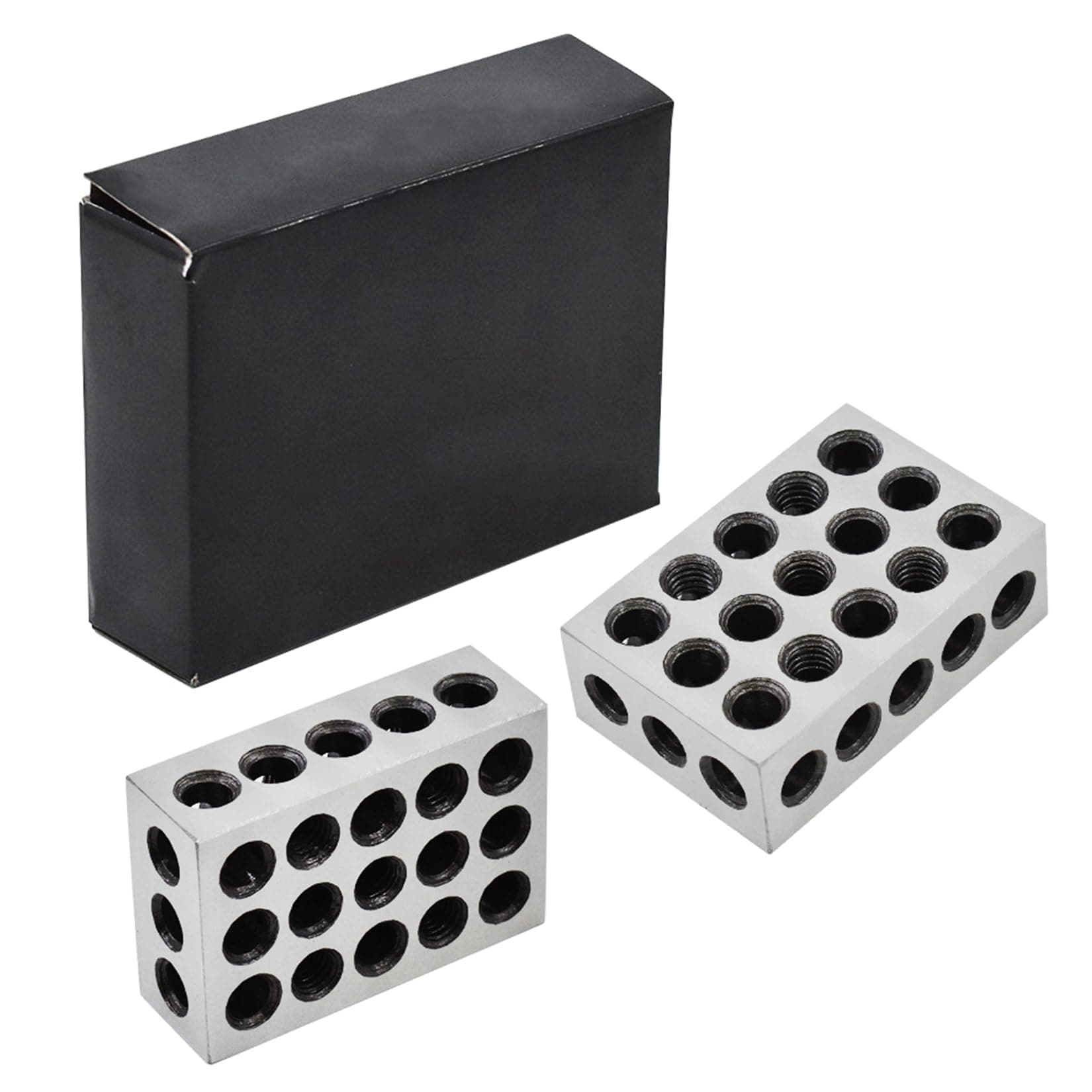 findmall 1 x 2 x 3 Inch Blocks Matched Pair Hardened Steel 23 Holes Accuracy 1 2 3 Block Machinist Milling