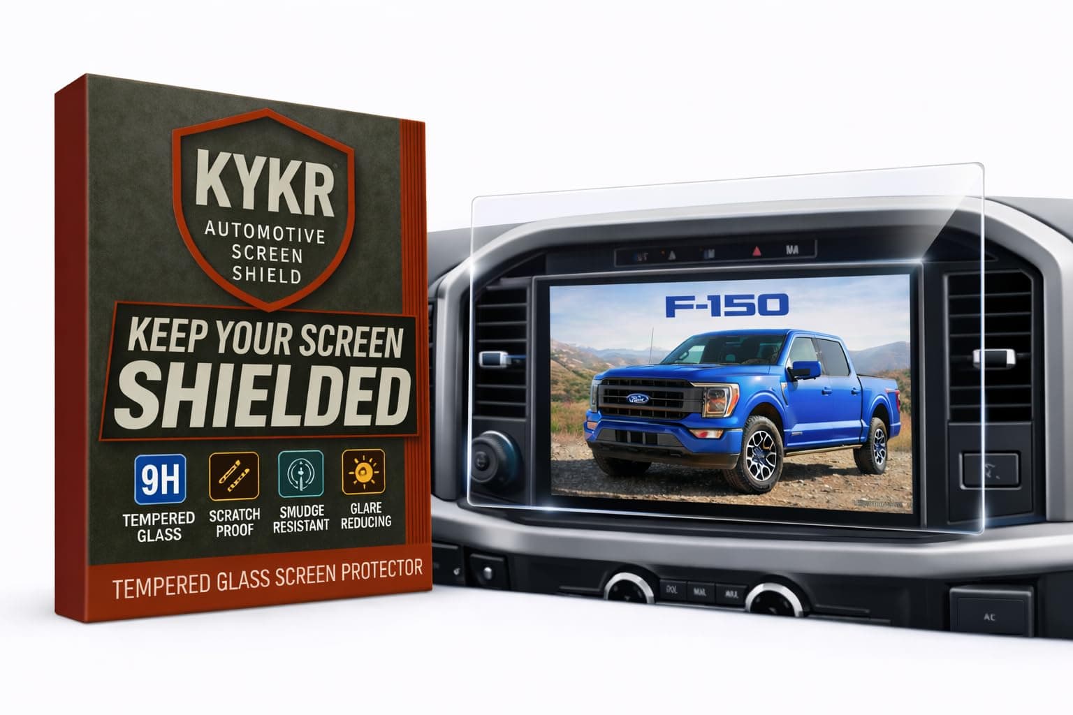 Premium Screen Protector Compatible with 2021 SYNC4 12 Inch Ford F150 F-150 - Anti Glare Scratch Fingerprint Navigation Protection Tempered Glass