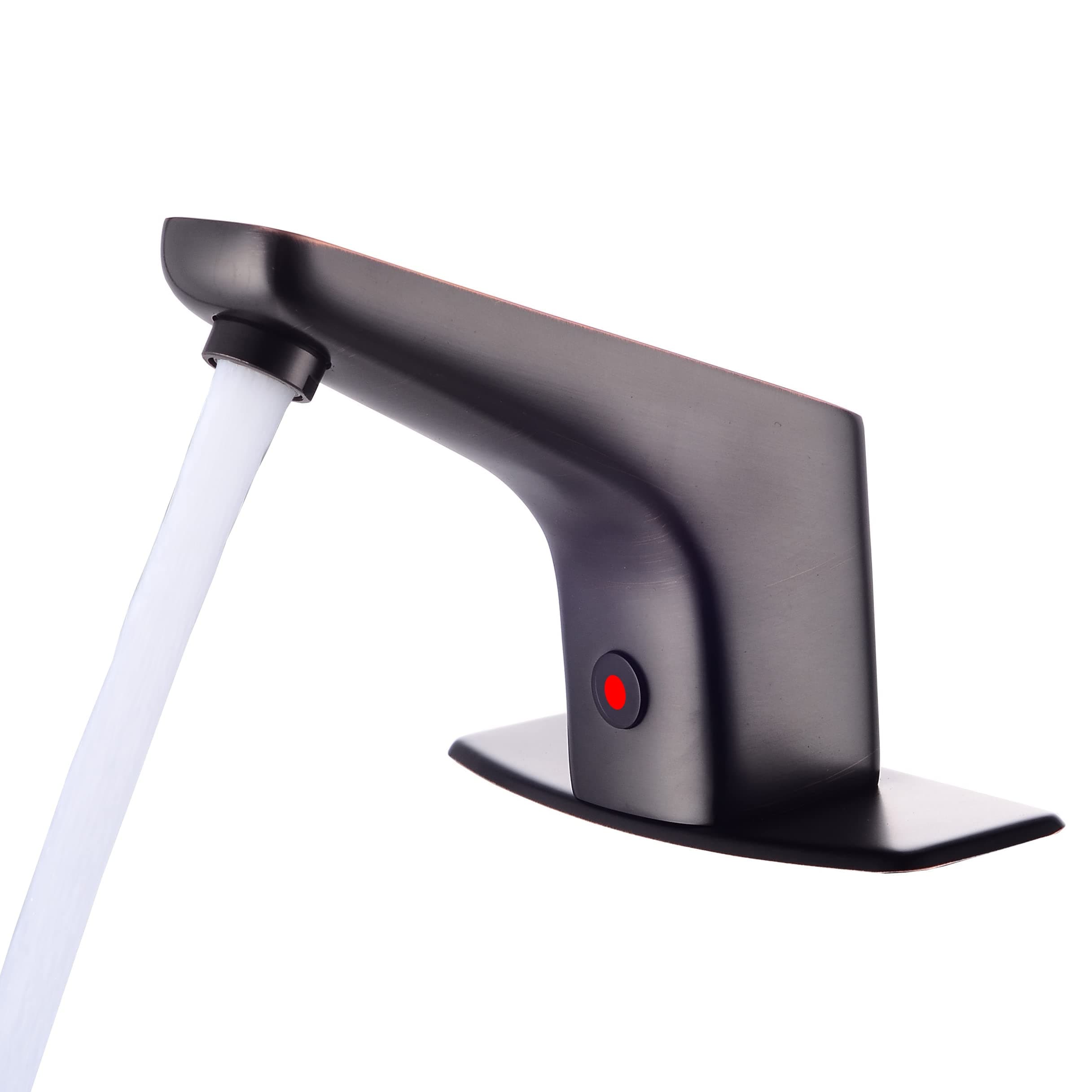 Automatic Sensor Black Touchless Bathroom Sink Faucet with Hole Cover Plate Vanity Faucets Hands Free Bathroom Water Tap with Control Box and Temperature Mixer