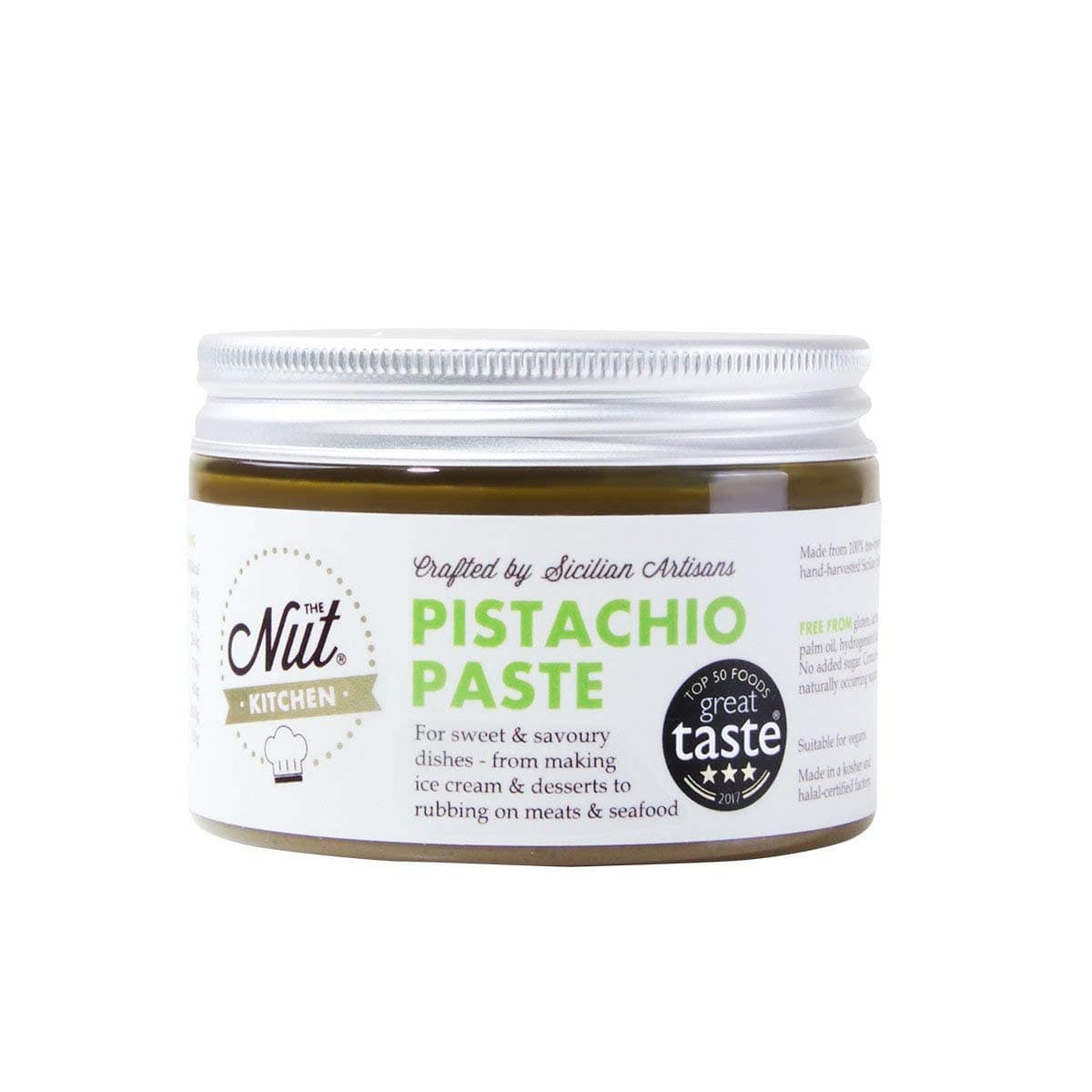 The Nut Kitchen - Smooth Pistachio Paste (Pistachio Butter) - Made from 100% Sicilian Pistachios - for Baking, Cooking and ice Cream Making - Great Taste Winner