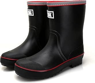 Rain Boots for Men, Waterproof Warm Rubber Boots Mens Garden Boots, Comfort Mid-Calf Lightweight Adjustable Raining Shoes, Elastic Chelsea Ankle Rain Boots Fishing Shoes for Yard Farm Outdoor Work