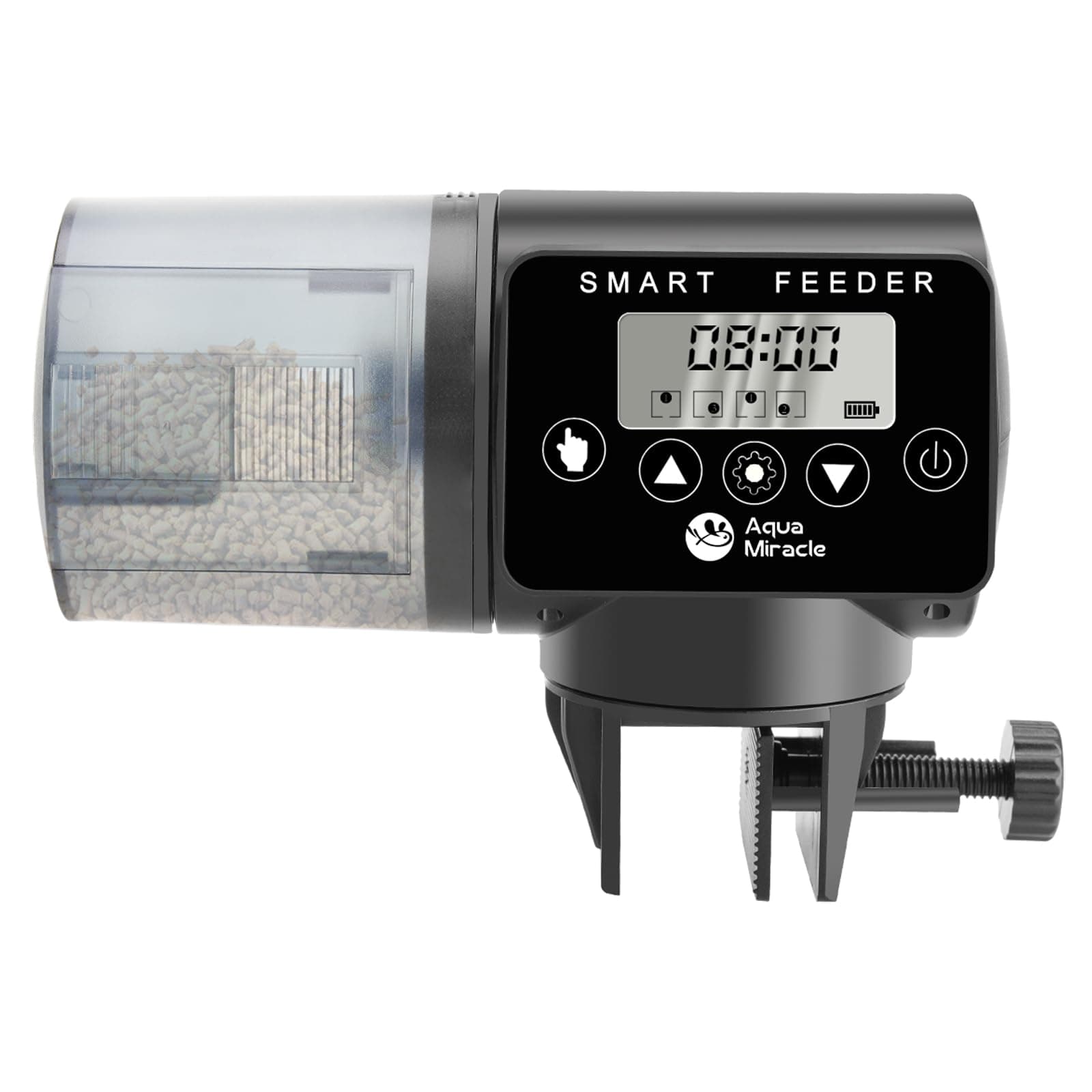 Programmable Automatic Fish Feeder for Aquarium, Auto Fish Food Dispenser with Timer, Volume Adjustable Vacation Aquarium Feeder with Digital Display, for Granules Pallets Strips