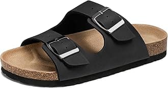 FITORY Little/Big Kids Cork Footbed Sandals for Boys & Girls, Soft Double Buckle Adjustable Slide Sandals, Comfortable Arch Support Summer Shoes for Beach Walking