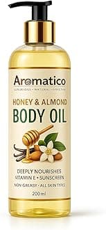 Honey & Almond Body Oil for Women - 200ml |Dry Skin-Deep Hydration Formula for Glowing Skin in the Winters | Non-Sticky Texture, for Daily Use after Bath | Cozy & Creamy Fragrance