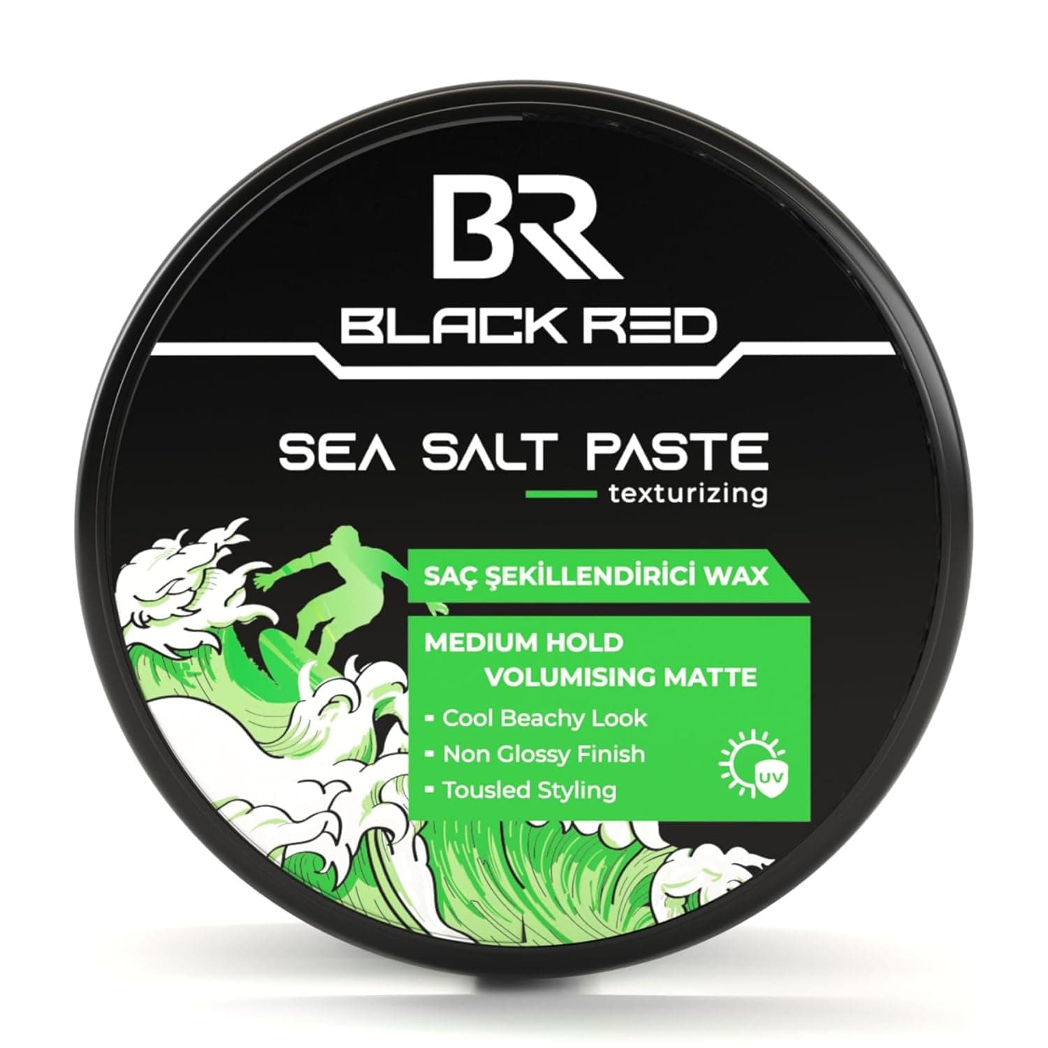 Black Red Sea Salt Paste for Men, 120ml | Medium Hold with Beachy Texture | Matte Finish, Natural Volume & Lightweight Styling Wax | Water-Based, Easy to Wash Out