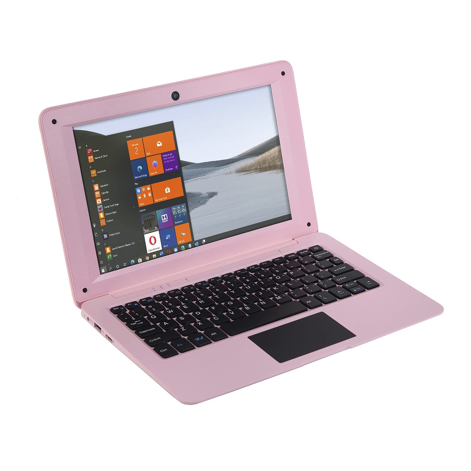 Windows 10 Computer Laptop Mini 10 Inch 32GB Ultra Thin and Light Netbook Quad Core CPU PC HDMI WiFi USB YouTube (Light Pink)