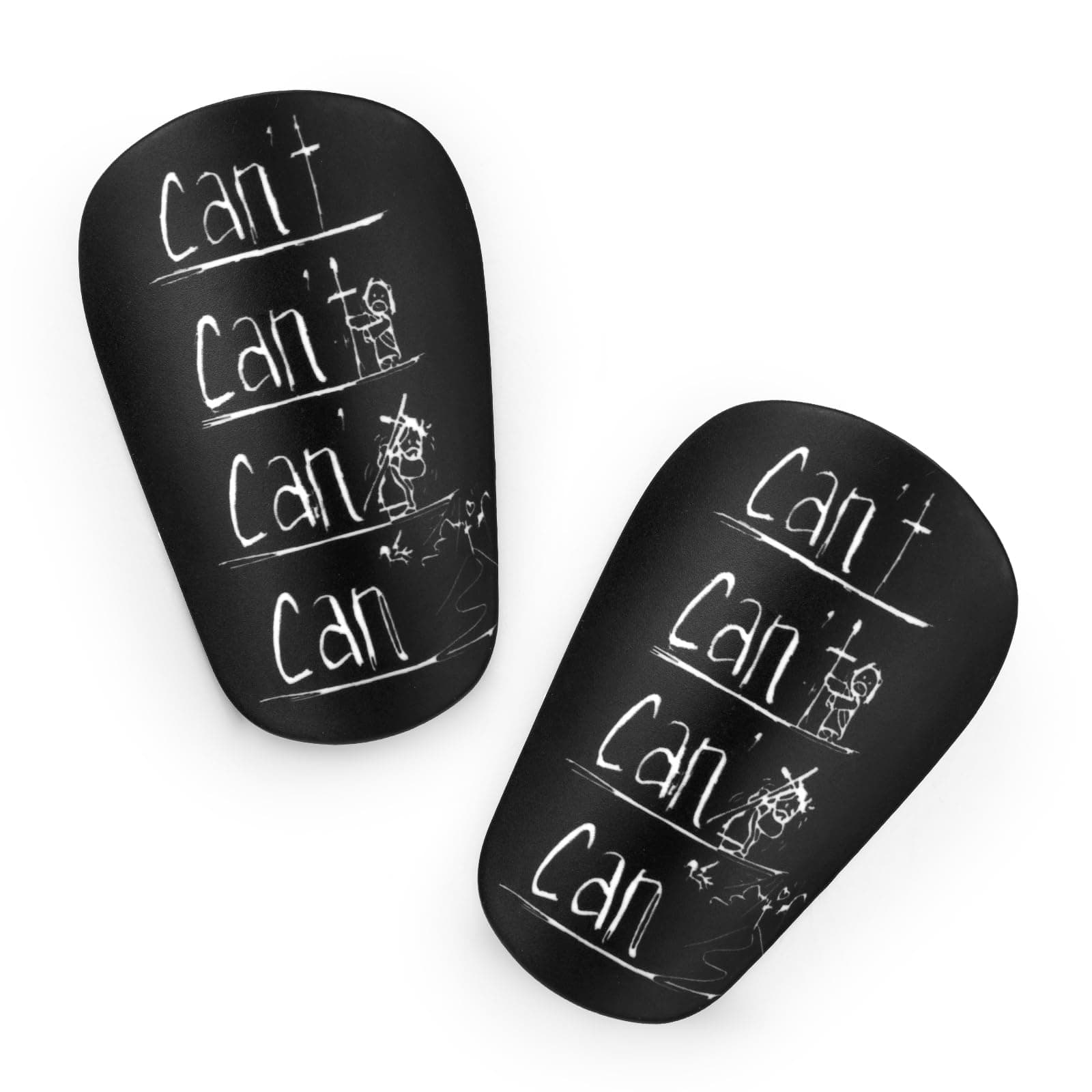 2pcs Mini Shin Guard, 3.94x2.36 Inch Extra Small Tiny Soccer Shin Pads Protective Football Shin Guard Supplies Cushion Protection for Kids Youth Adults (Black Printing with White Lettering)