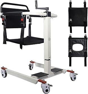 Seveni Portable Patient Lift for Home, Adjustable Height, Car Transfer Aid, Care Transport Chair Bathroom Wheelchair (Without Bedpan)