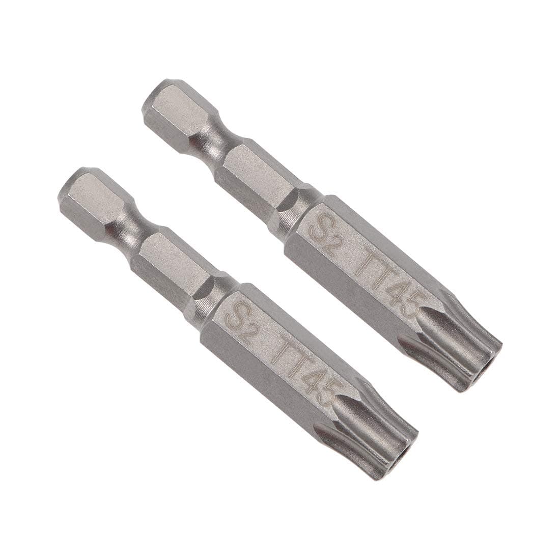 2 Pcs T45 Magnetic Torx Screwdriver Bits, 1/4 Inch Hex Shank 2-inch Length S2 Security Tamper Proof Screw Driver Kit Tools