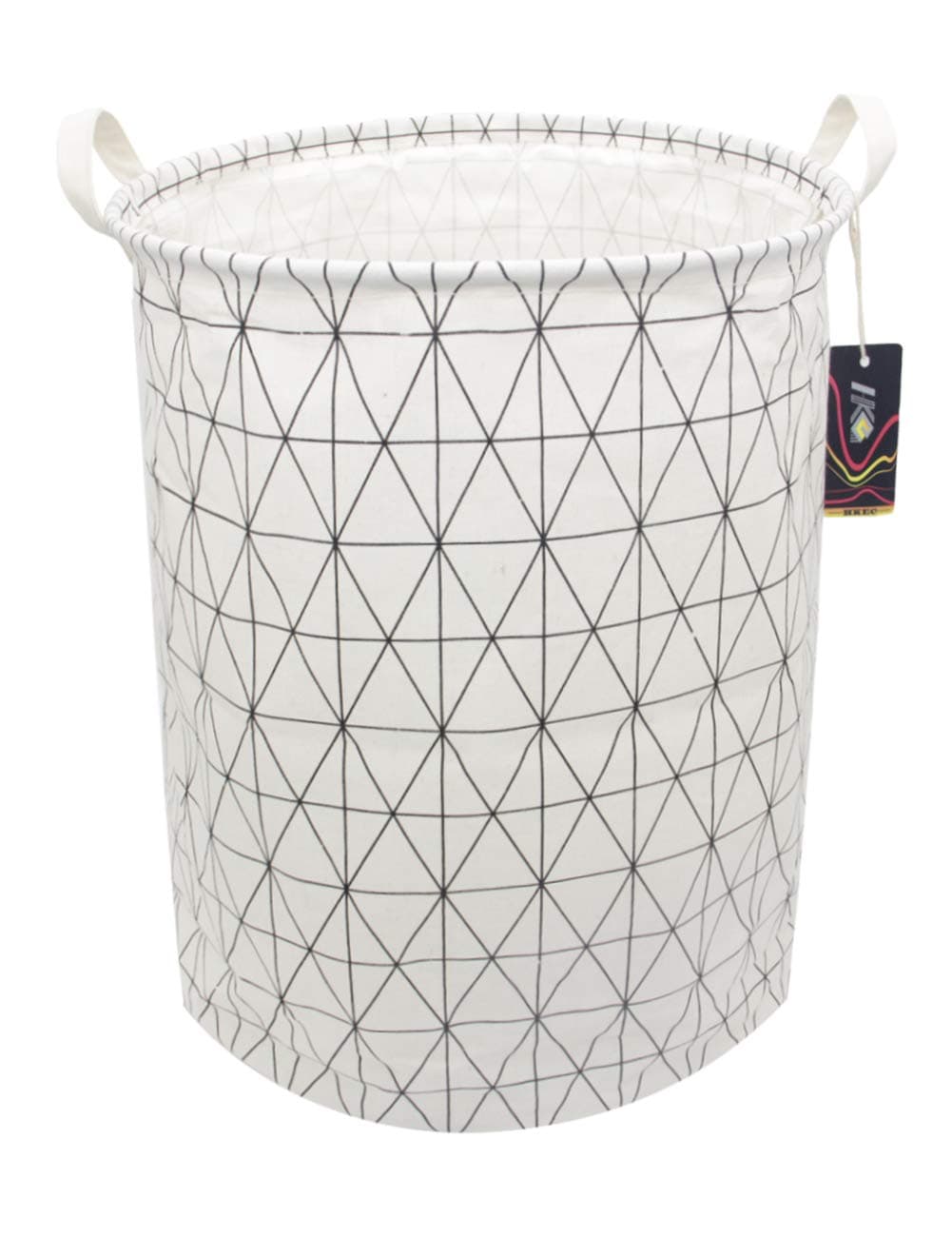 HKEC 19.7’’ Waterproof Foldable Storage Bin, Dirty Clothes Laundry Basket, Canvas Organizer Basket for Laundry Hamper, Toy Bins, Gift Baskets, Bedroom, Clothes, Baby Hamper(White Stripe)