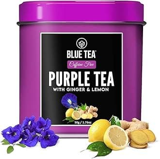 BLUE TEA - Purple Tea - Loose - 50 gm - 50 Cups | GIFTING DELIGHT | Flower Based - Detox Tea - Non-Bitter - Herbal Tea - Caffeine Free - Gluten Free | Featured In Shark Tank | Tin Packed