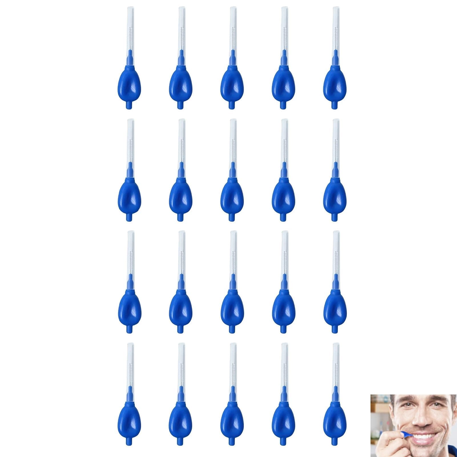 – 20 PCS 1.1mm Interdental Brushes, Interdental Brush Blue, Efficient Cleaning Between Teeth, Plaque Remover for Large Gaps, Dental Flosser for Healthy Teeth Gums, Ideal for Implants, Crowns