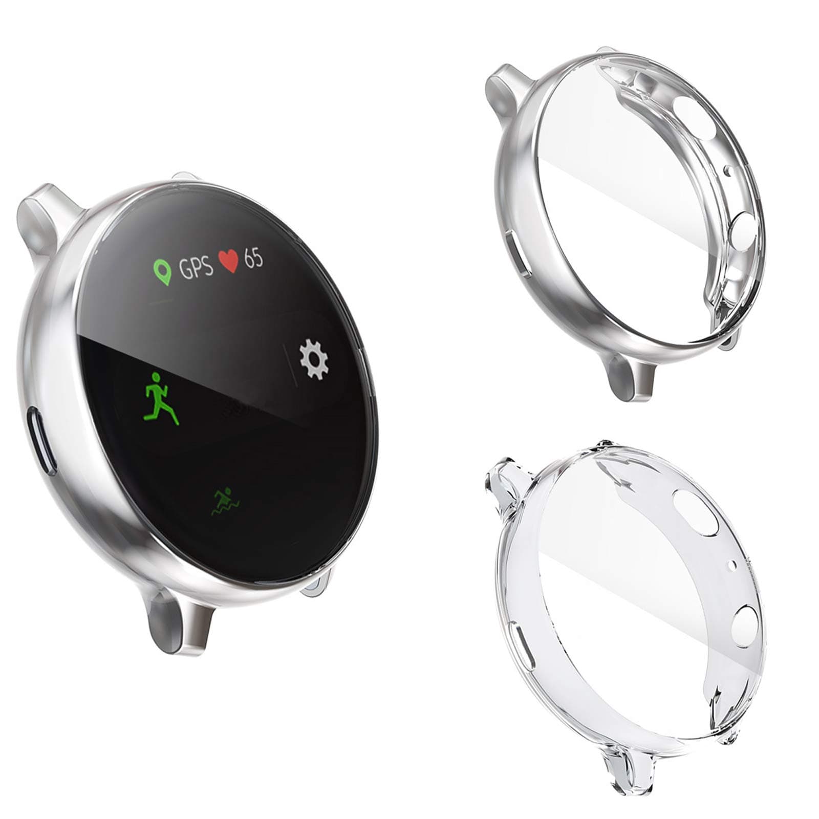 Samsung Galaxy Watch Active 2 Screen Protector 44mm,Dilhvy All-Around TPU Anti-Scratch Flexible Case Soft Protective Bumper Cover for Samsung Galaxy Watch Active 2 Smartwatch (44mm, Clear+Silver)