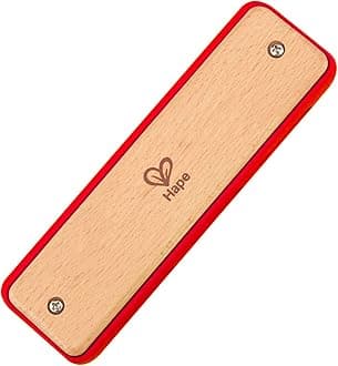 Hape E0616 Harmonica Red 1.7 x 5.7 x 1.0 inches (4.4 x 14.5 x 2.6 cm), Wooden Musical Instrument Toy for 3 Years and Up