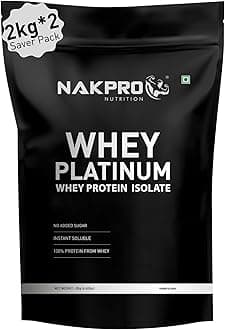 NAKPRO Platinum Whey Protein Isolate 4kg Double Rich Chocolate | 28g Protein, 6.4g BCAA | Trustified Certified 100% Authentic Supplement Powder & No Adulteration | Low Carbs, Fast Absorbing Whey Prot
