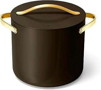 Stock Pot - 12 Qt Ceramic Coated Pot With Lid - Fee From Forever Chemicals - Large Pot for Bigger Batches - Black