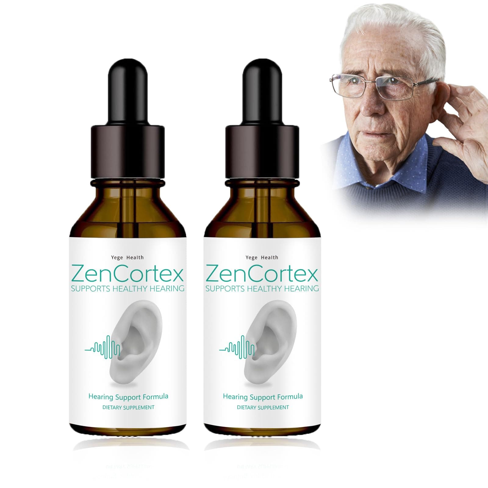 Tinnitus Relief for Ringing Ears, Zencortex Cortex Ear Drops, Zencortex for Tinnitus, Helps with Eardrum Health, Promotes Auditory Clarity, Bottle for 30 Days (2 Pack)