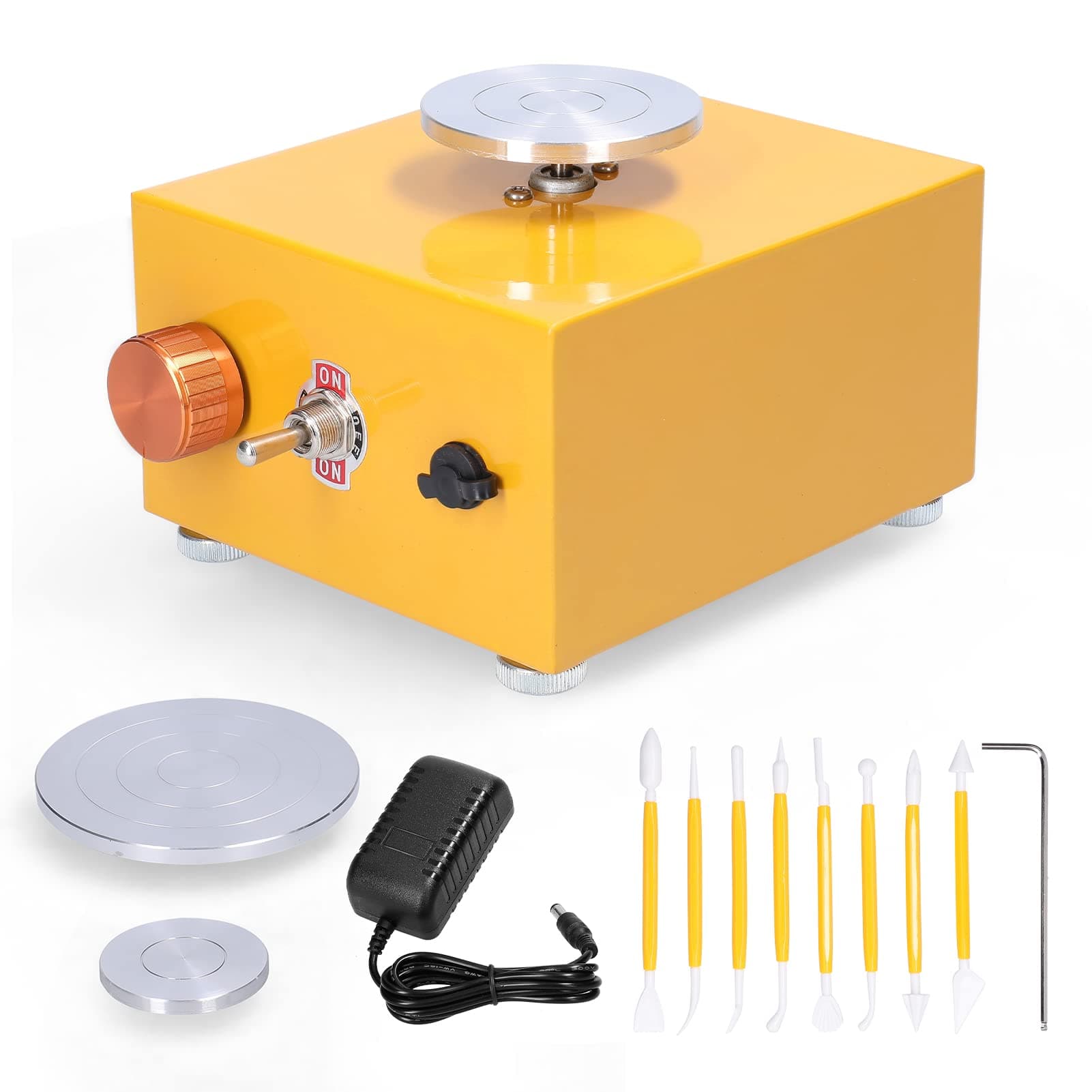 Morelian Kids DIY Clay Tool with Tray for Ceramic Work Mini Pottery Wheel Ceramic Turntable Portable Electric Pottery Machine