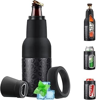 Beer Gift for Men,YRSENG 12 oz. Beer Bottle and Can Cooler with Beer Opener, Slim Can Beer Bottle Insulators Holder, Vacuum Insulated Double Walled Stainless Steel