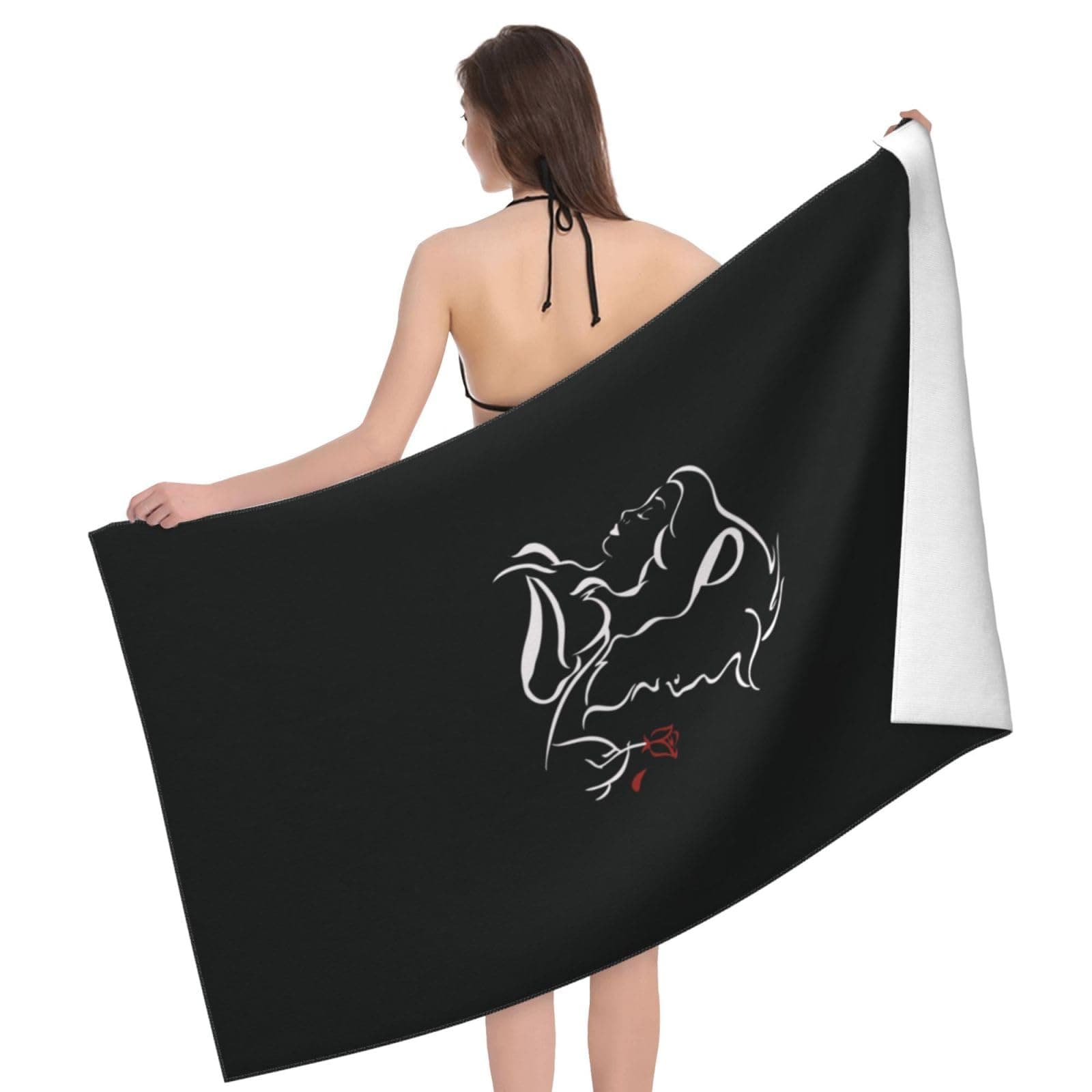 HF HSFEO Beach Towel Microfiber Absorbent Quick Dry Bath Towel 32" x 52" Sand Proof Beach Blanket for Travel Swimming Pool Camping Picnic Yoga Gym Sports for Men Women Beauty Within The Beast